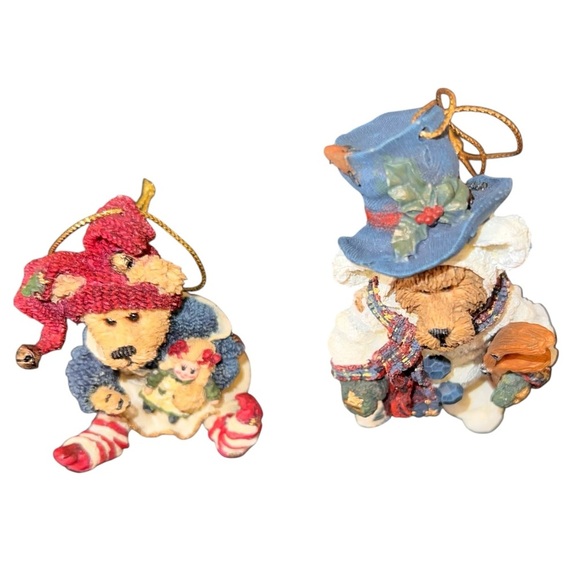 Boyds Bears Festive Holiday Ornaments Winter Downhill Skis Doll Red White Blue - Picture 2 of 4